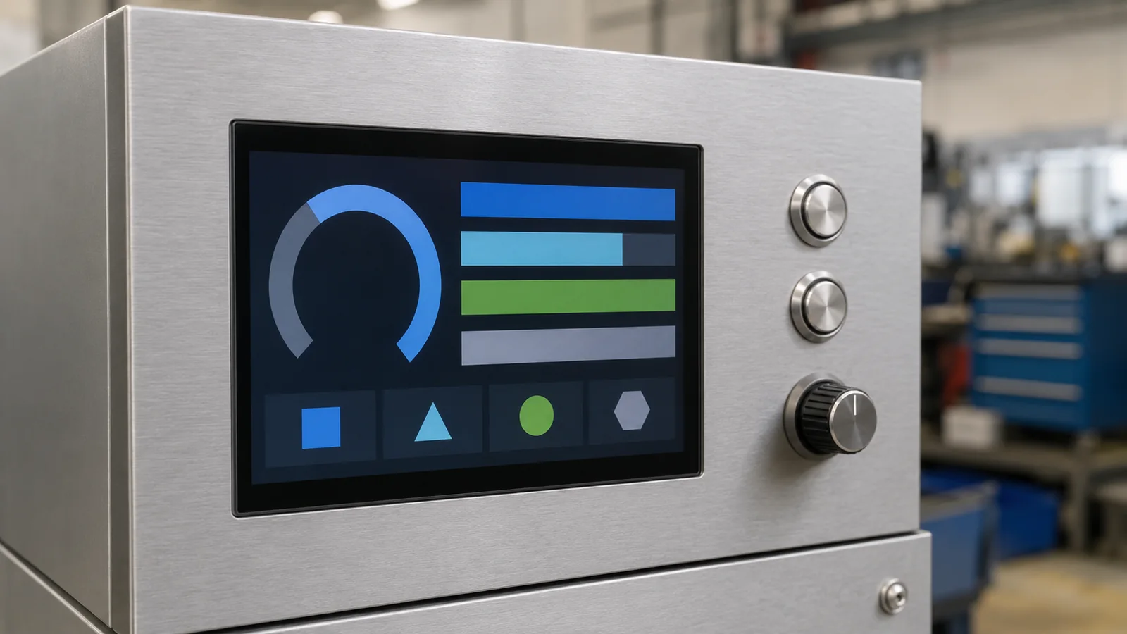 Industrial control panel with a widescreen TFT LCD display