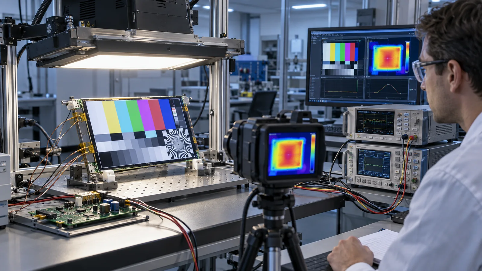 Conceptual high-brightness TFT LCD under solar-load and thermal measurement