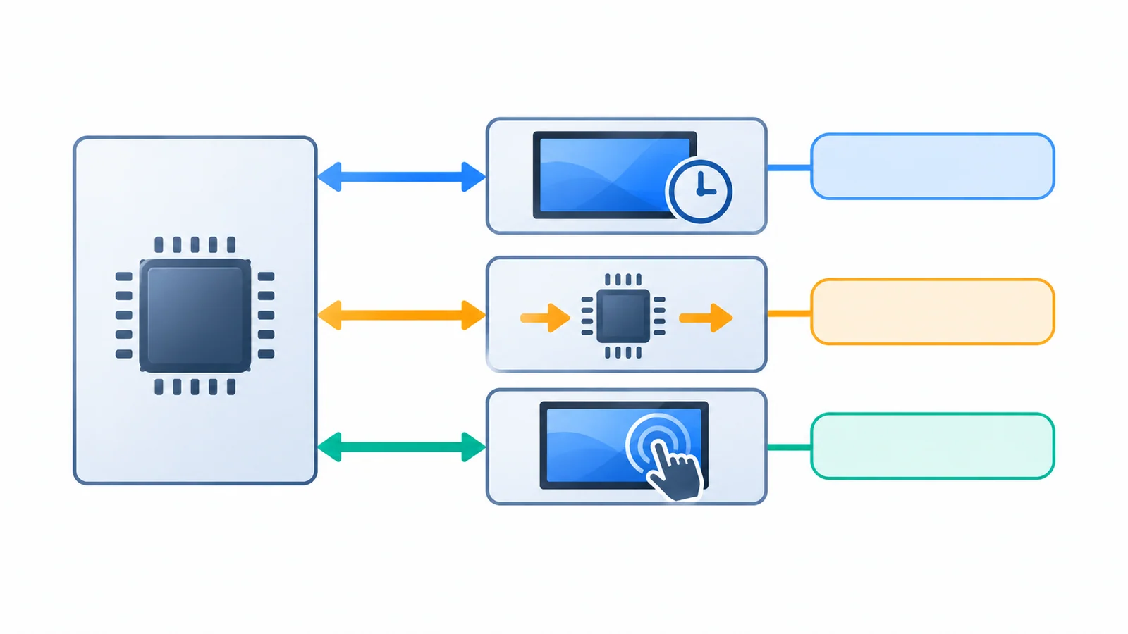 Conceptual host connected to panel, bridge and touch review paths, with blank callout boxes for project responsibilities