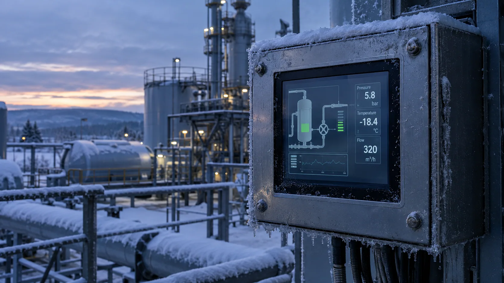 Illustrative industrial control enclosure operating in a sub-zero outdoor environment