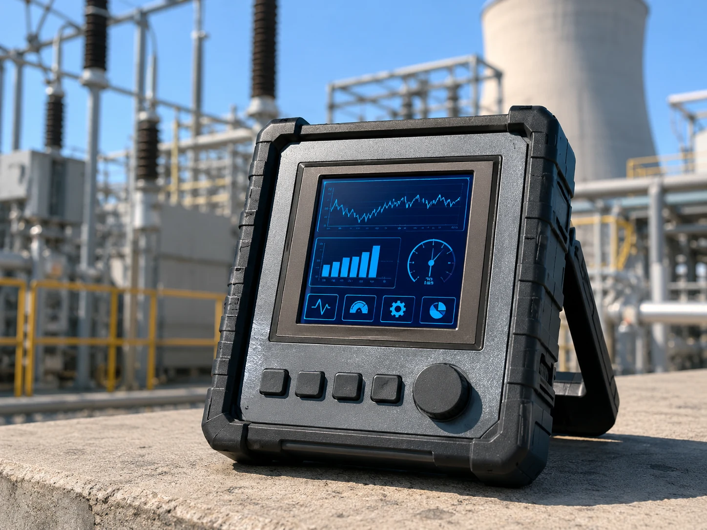Illustrative outdoor industrial test equipment display concept