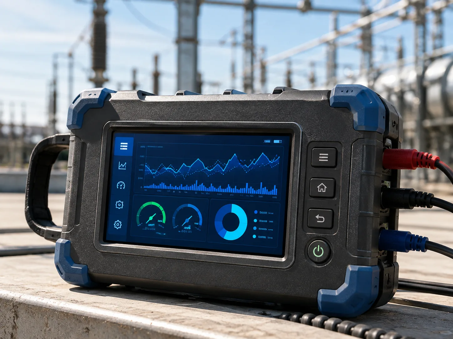 Illustrative outdoor industrial test equipment display concept