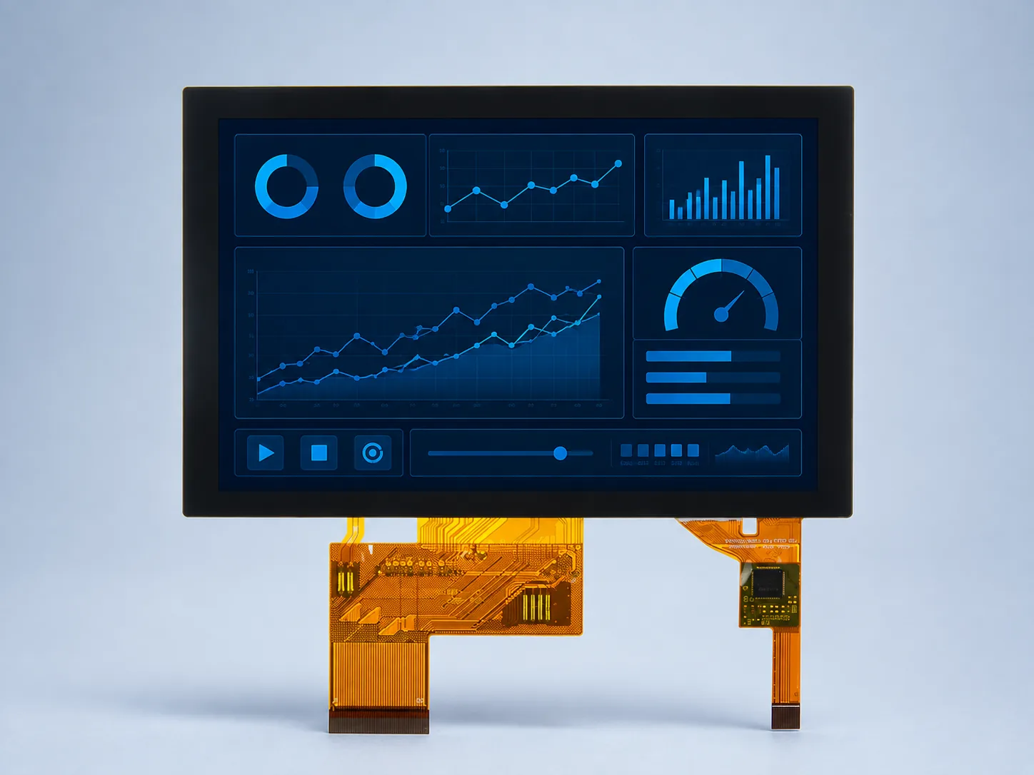 Front view of DS-T050BWSA-02CP 5 inch TFT LCD with complete display and touch FPC routes