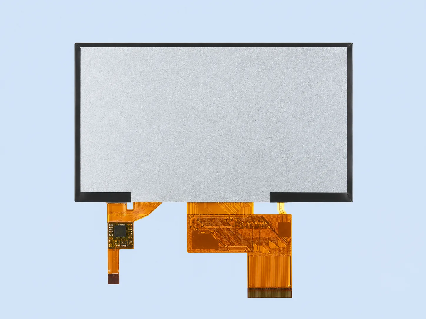 Rear view of DS-T050BWSA-02CP showing backplate and complete dual FPC routing
