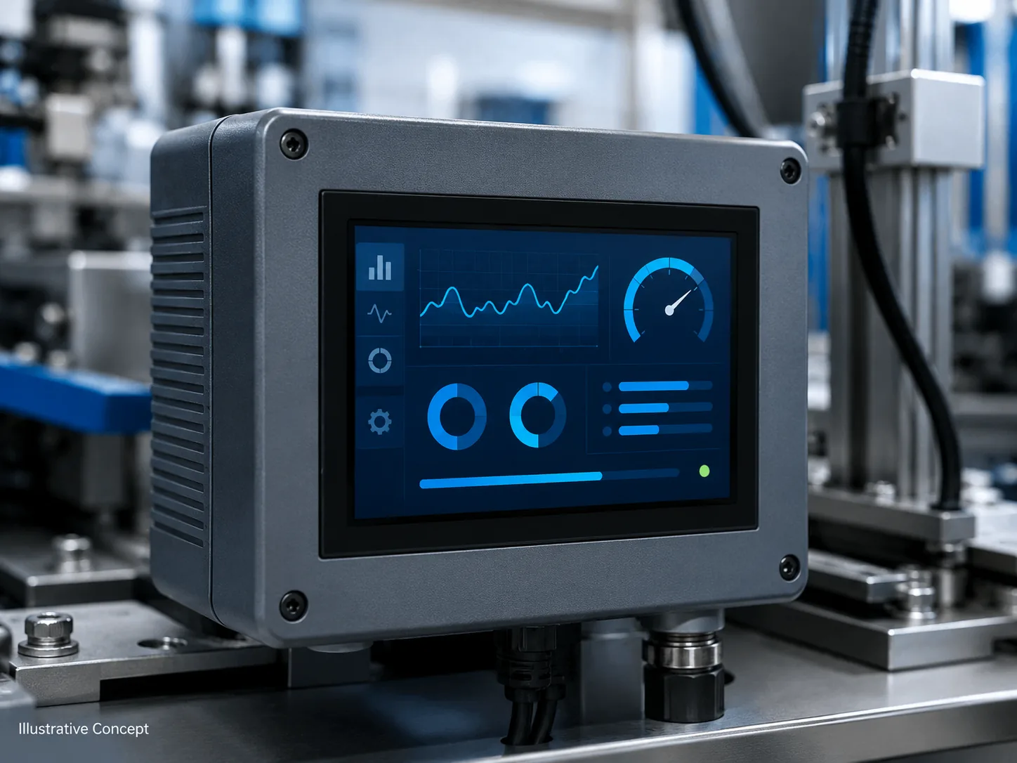 Illustrative industrial HMI application concept for a 5 inch PCAP TFT LCD