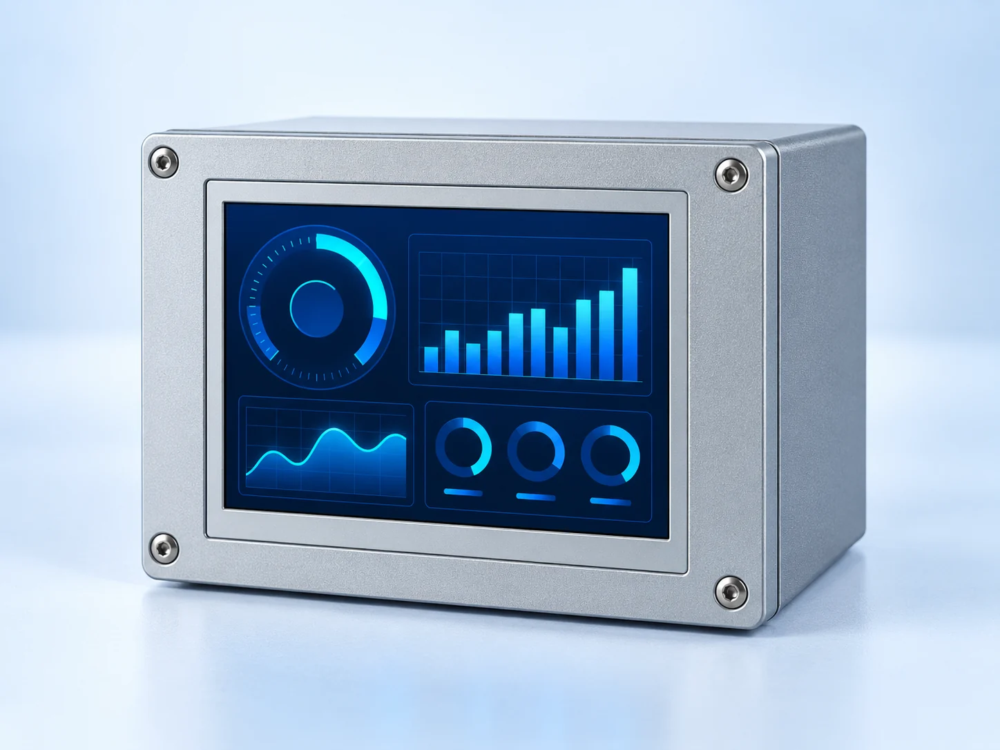 Illustrative small industrial enclosure with a 4:3 display window, showing a possible integration context for DS-T0565BGEA-02DE