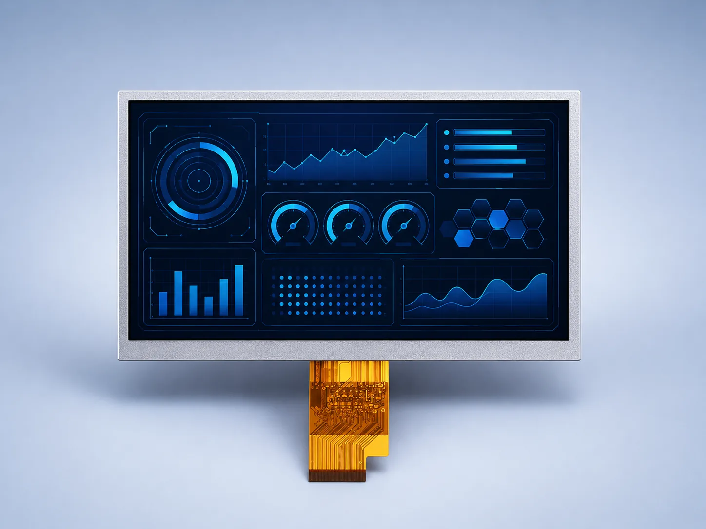 Front view of DS-T070BAHA-02 7-inch 1024×600 industrial TFT LCD module