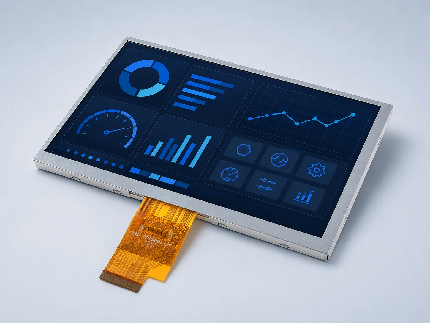 Angled front view of DS-T070BAHA-02 7-inch TFT LCD module