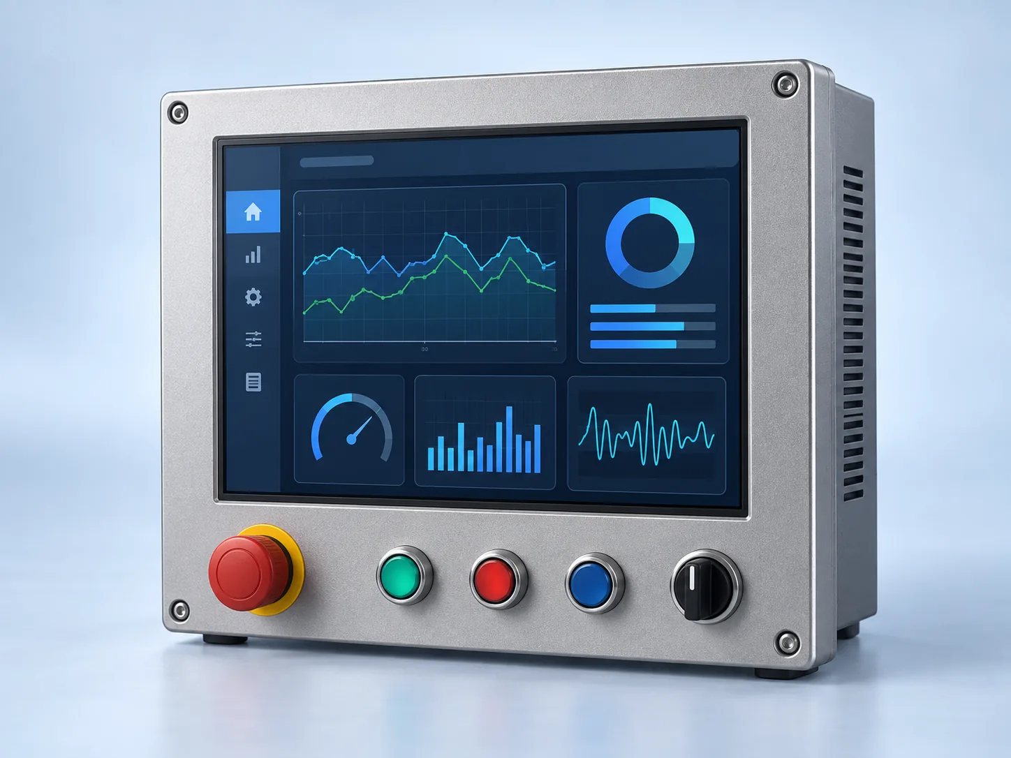 Illustrative industrial control-panel application using an 8-inch TFT LCD
