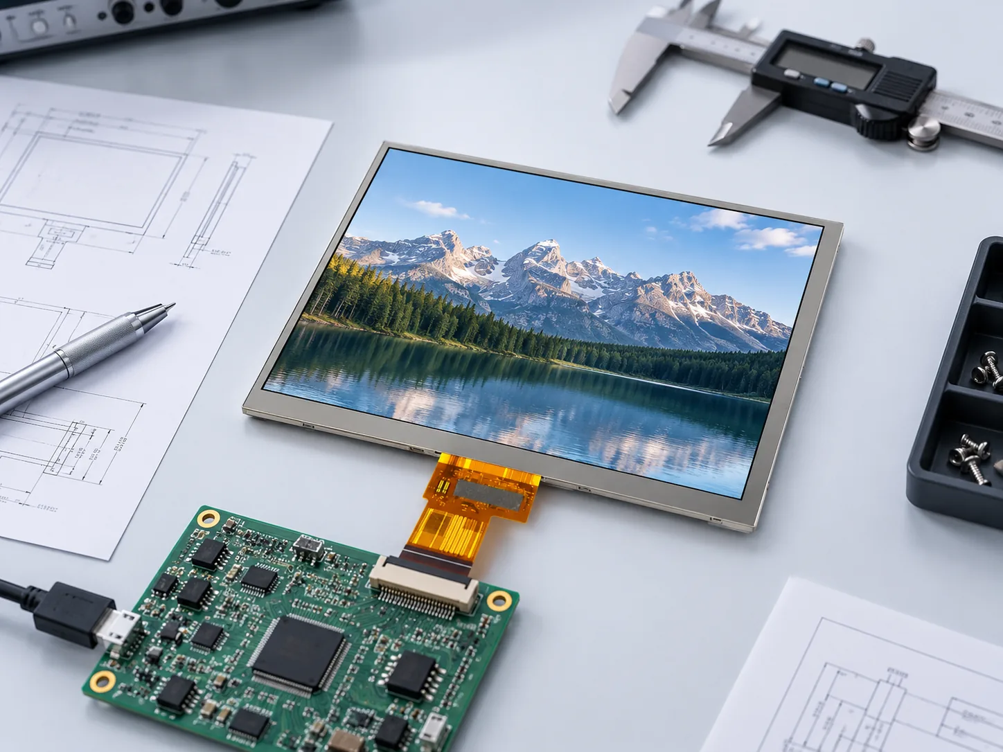 Illustrative engineering workbench reference for an 8-inch industrial TFT LCD