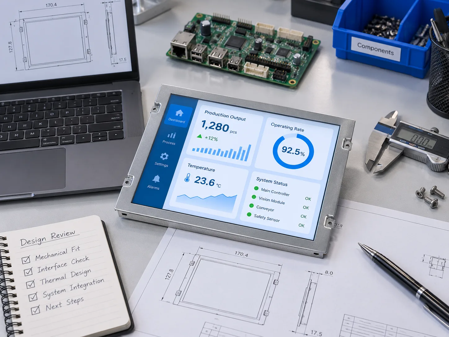 Illustrative engineering workbench reference for an 8.4-inch industrial TFT LCD