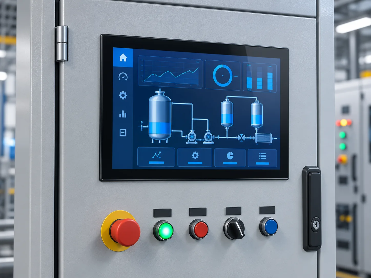 Illustrative industrial HMI application concept for a 10.1-inch PCAP TFT LCD