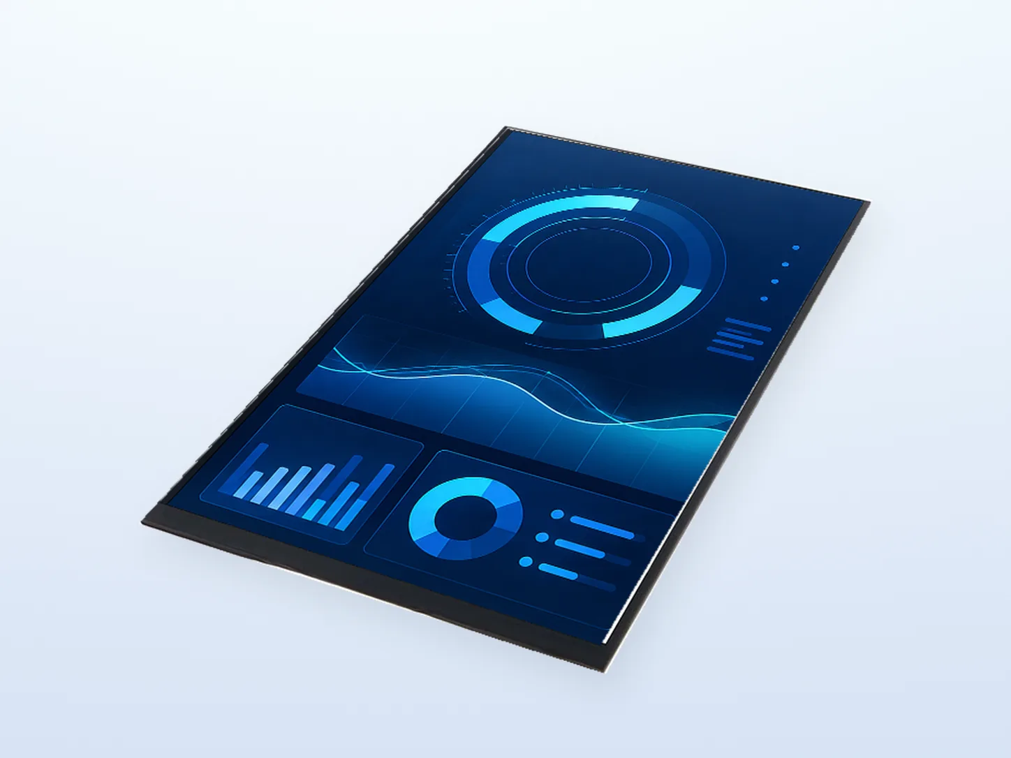 Supplied angled presentation of DS-T101BYEA-01ND showing the portrait panel and narrow frame
