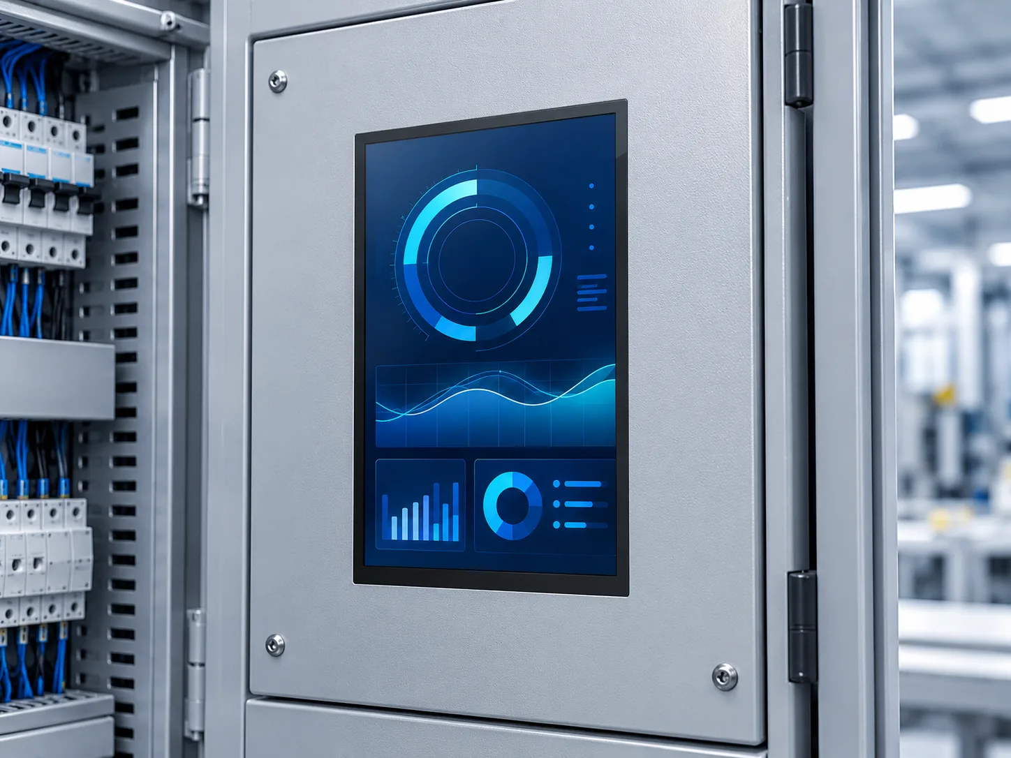 Concept illustration of a portrait display window in a generic industrial cabinet