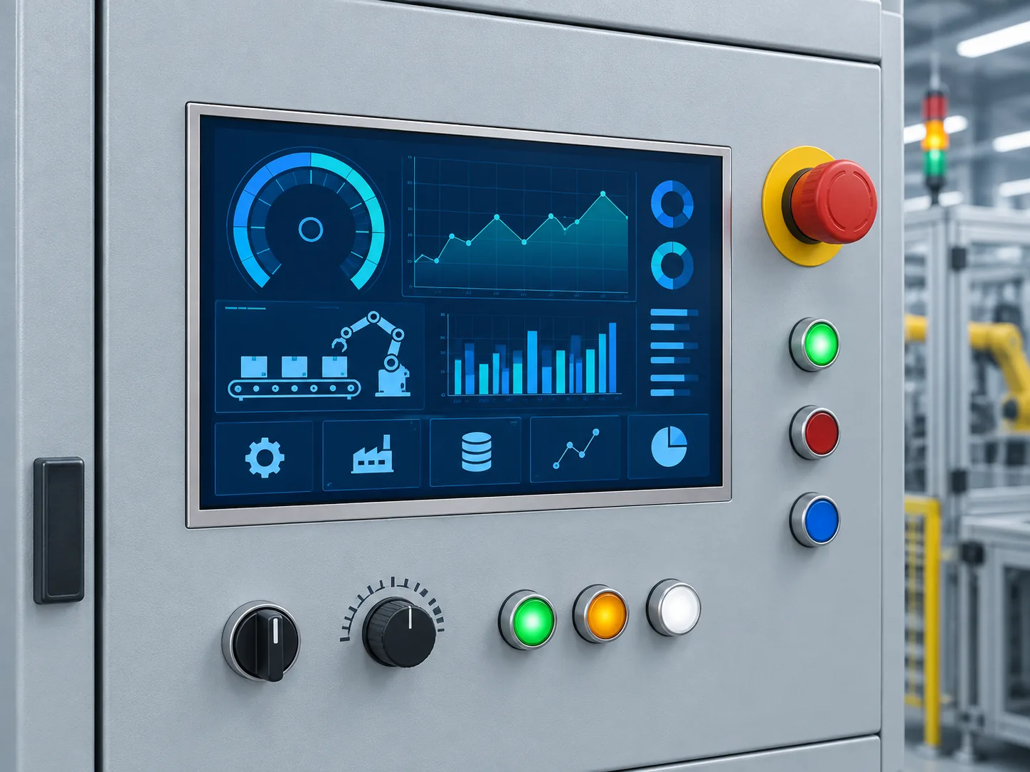 Illustrative industrial control-panel application using a 10.1-inch TFT LCD