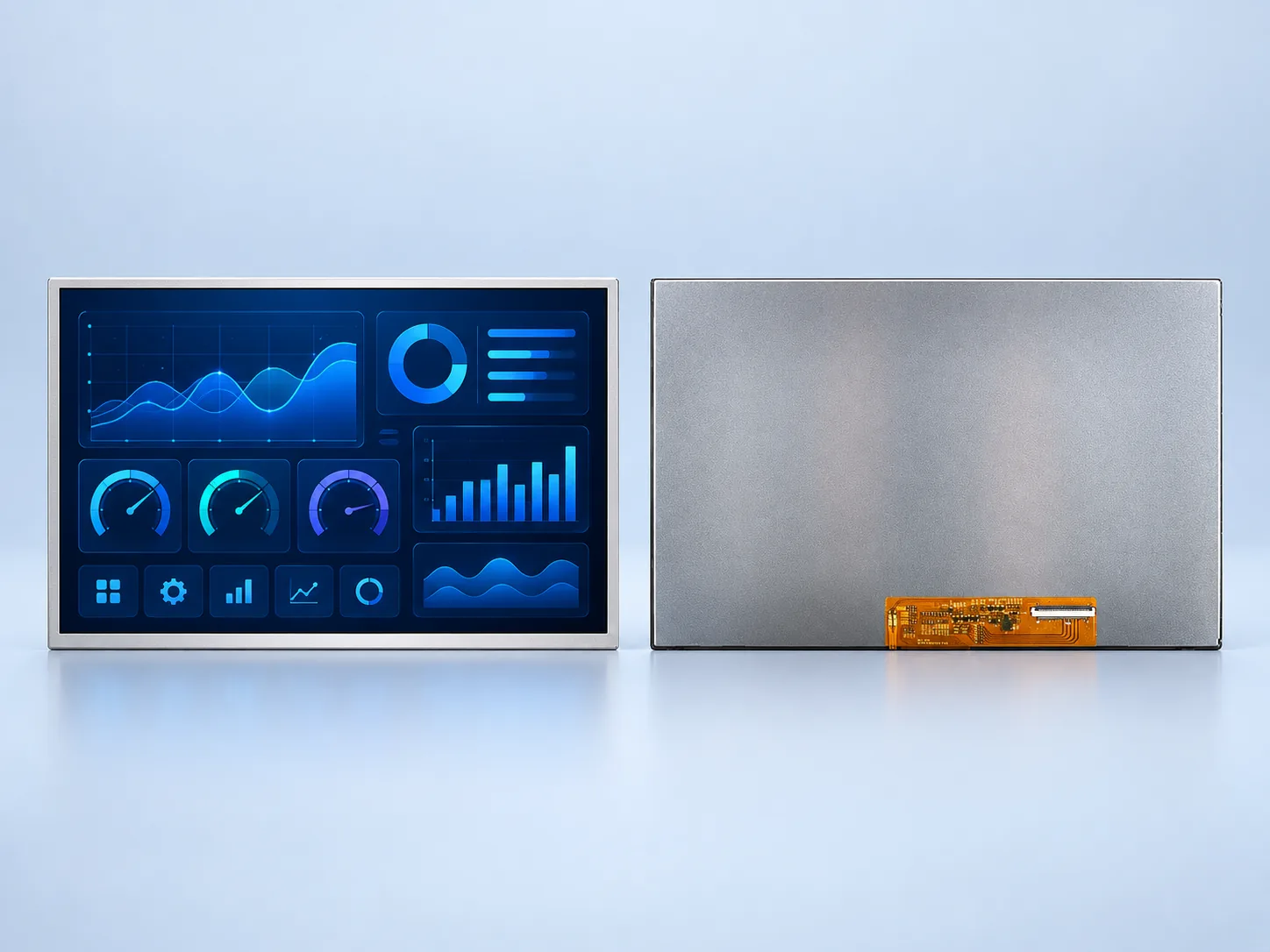 Front and rear reference views of DS-T101HIEWA-01 10.1-inch industrial TFT LCD