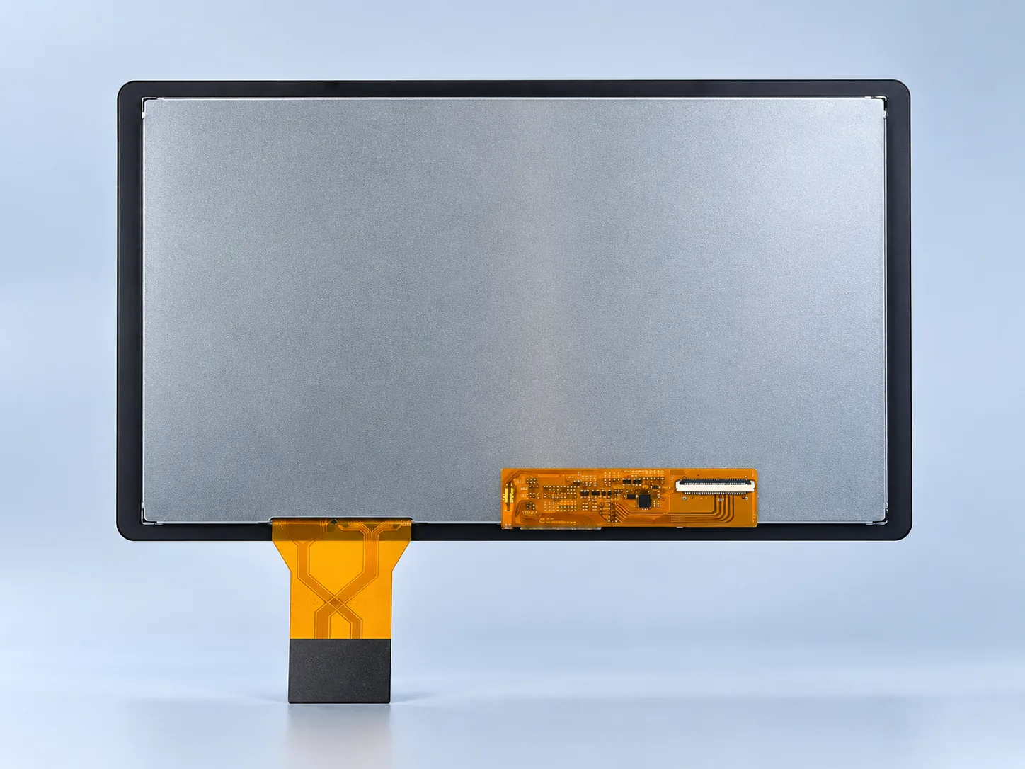 Rear reference view of DS-T101HIEWA-01CP showing the metal backplate and FPC assemblies
