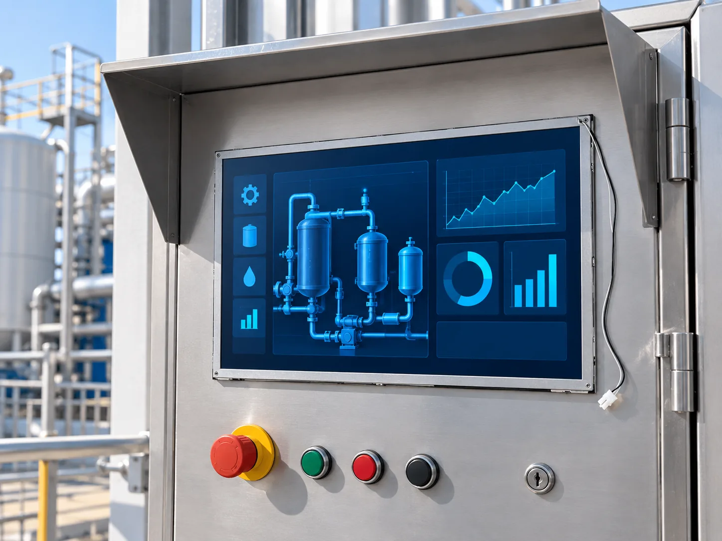 Illustrative bright-environment industrial control panel using a 12.1-inch TFT LCD