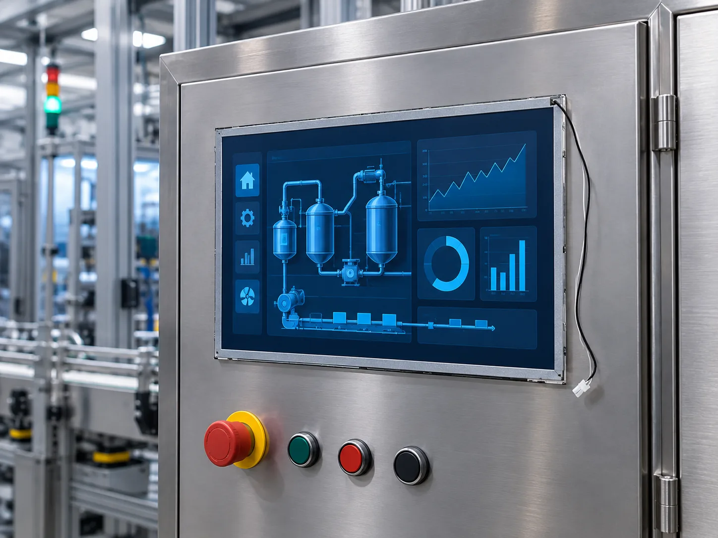 Illustrative factory control-panel installation using a 12.1-inch TFT LCD