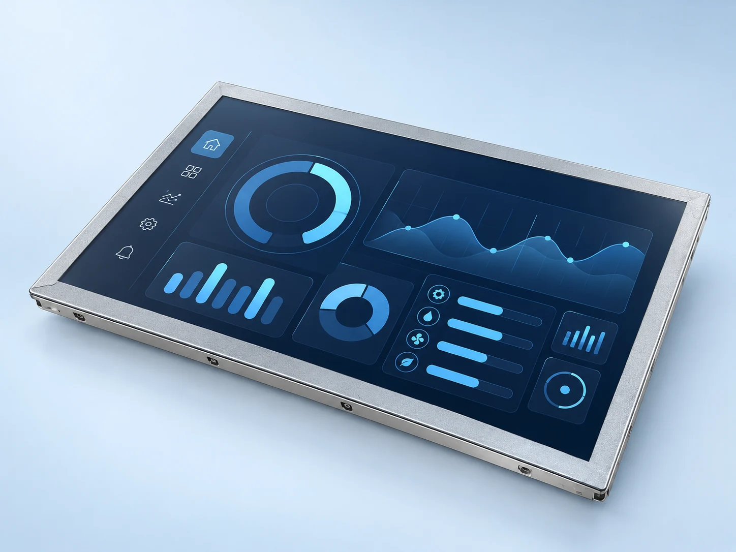 Supplied angled-front illustration of DS-T150QXHA-01 with a blue demonstration interface